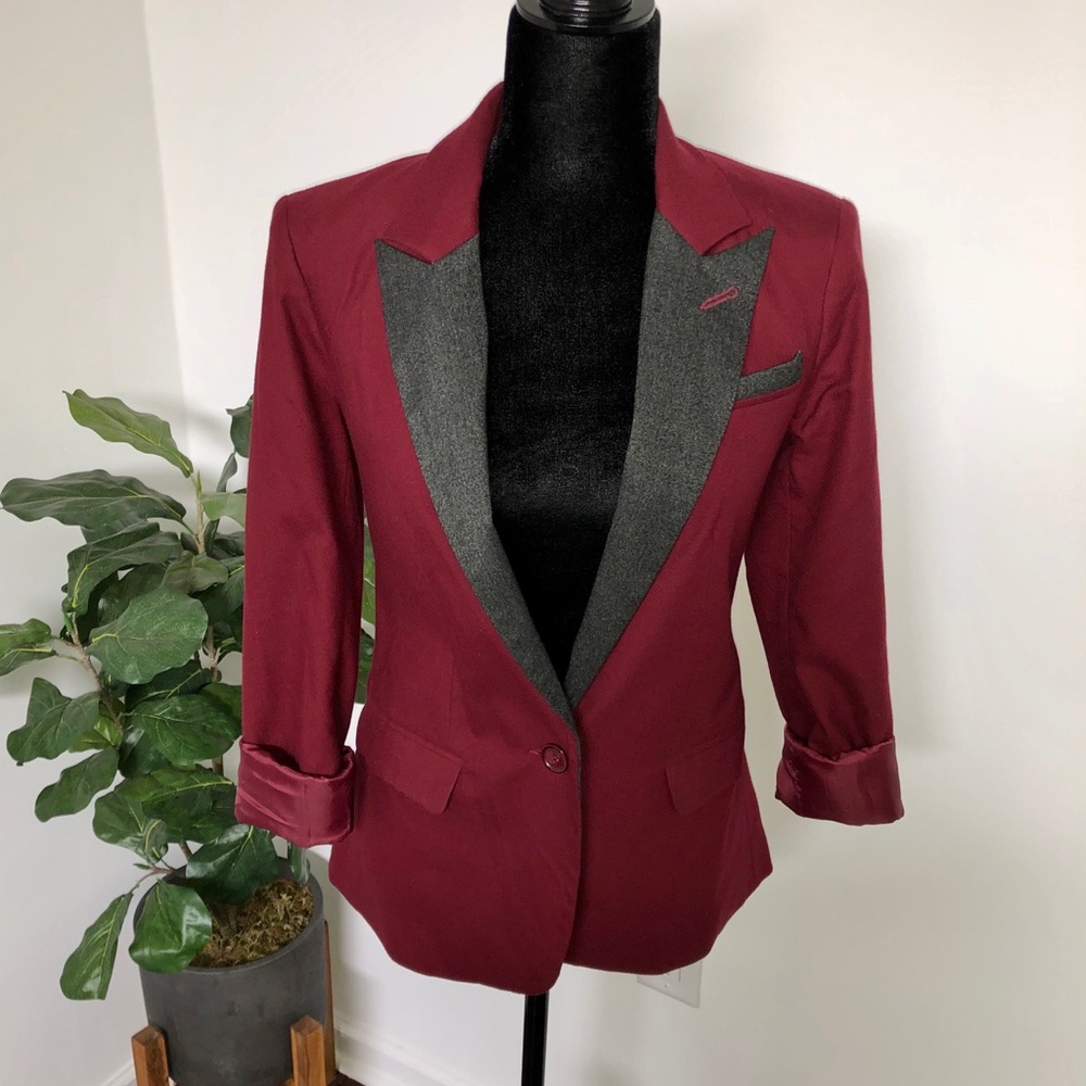 ASOS Burgundy (Berry) Button Blazer-XS/2